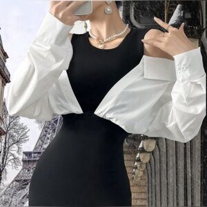 Two Tone Ruched Bodycon Dress